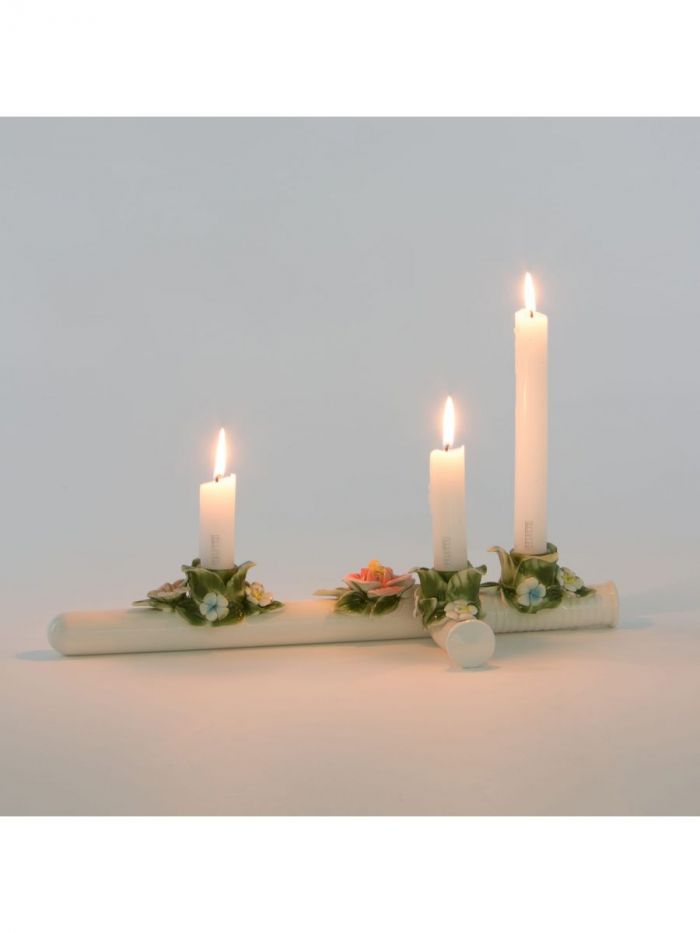 Kerzenhalter aus Keramik mit Blumen Seletti
