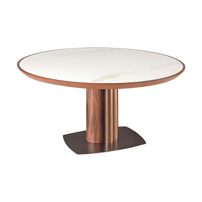 Tower Riflessi - Tavolo con piano in legno e inserto in ceramica